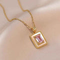 Square Sugar Color Zircon Niche New Style Design Pendant Elegant Necklace - Norellé