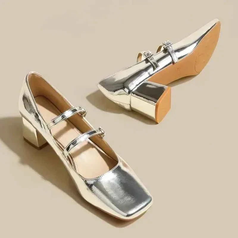 Square Toe Solid PU Women's High Heels