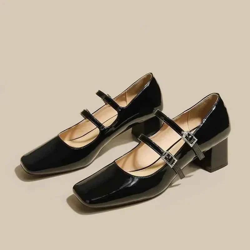 Square Toe Solid PU Women's High Heels