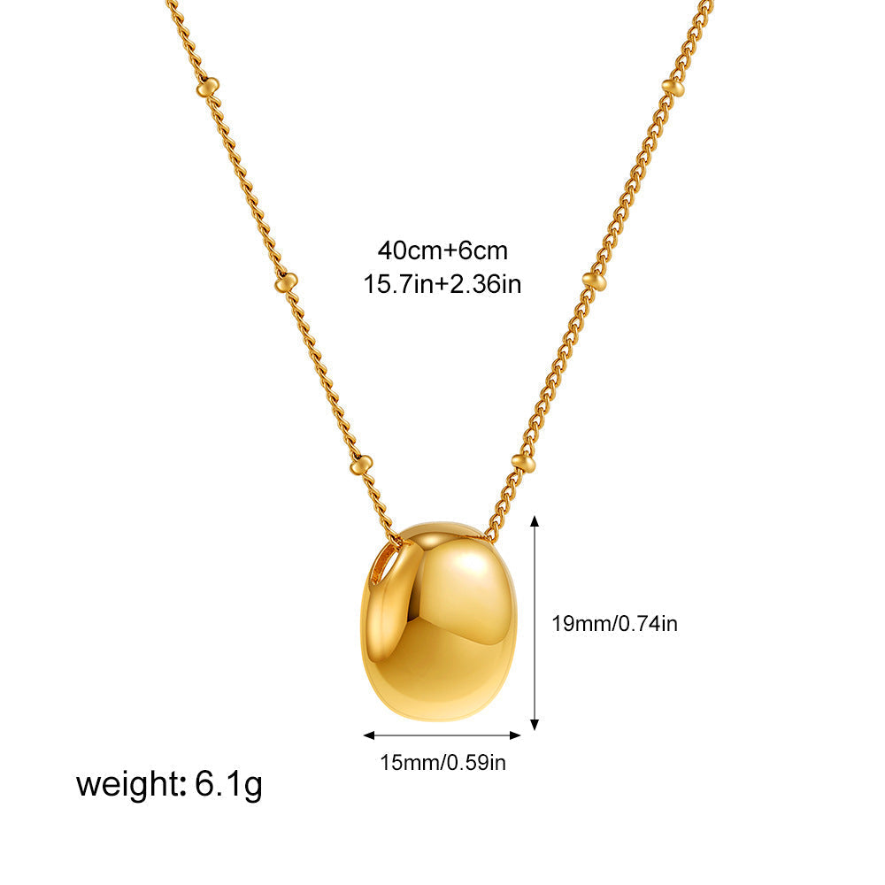 Stainless Steel 18K Golden Balls Light Luxury Necklace - Oval Pendant - electronic accessories