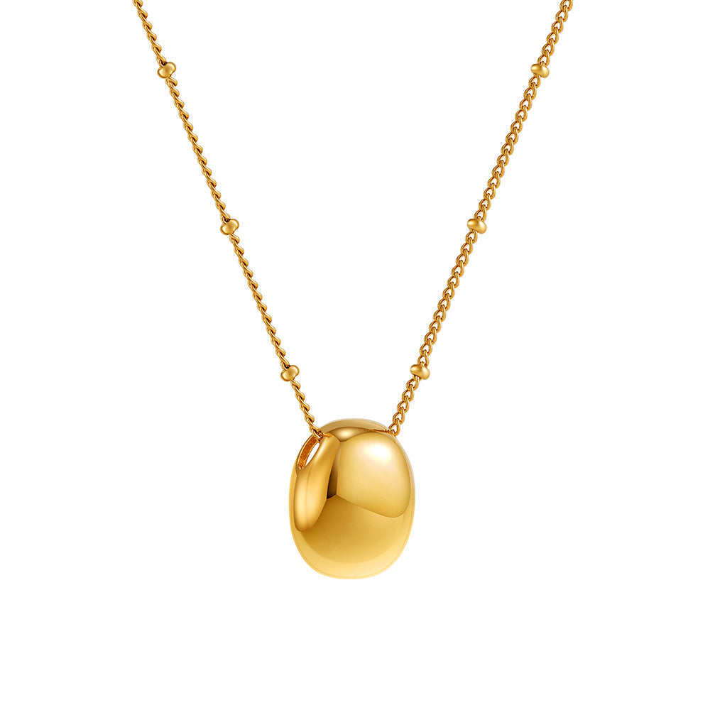 Stainless Steel 18K Golden Balls Light Luxury Necklace - Oval Pendant - electronic accessories