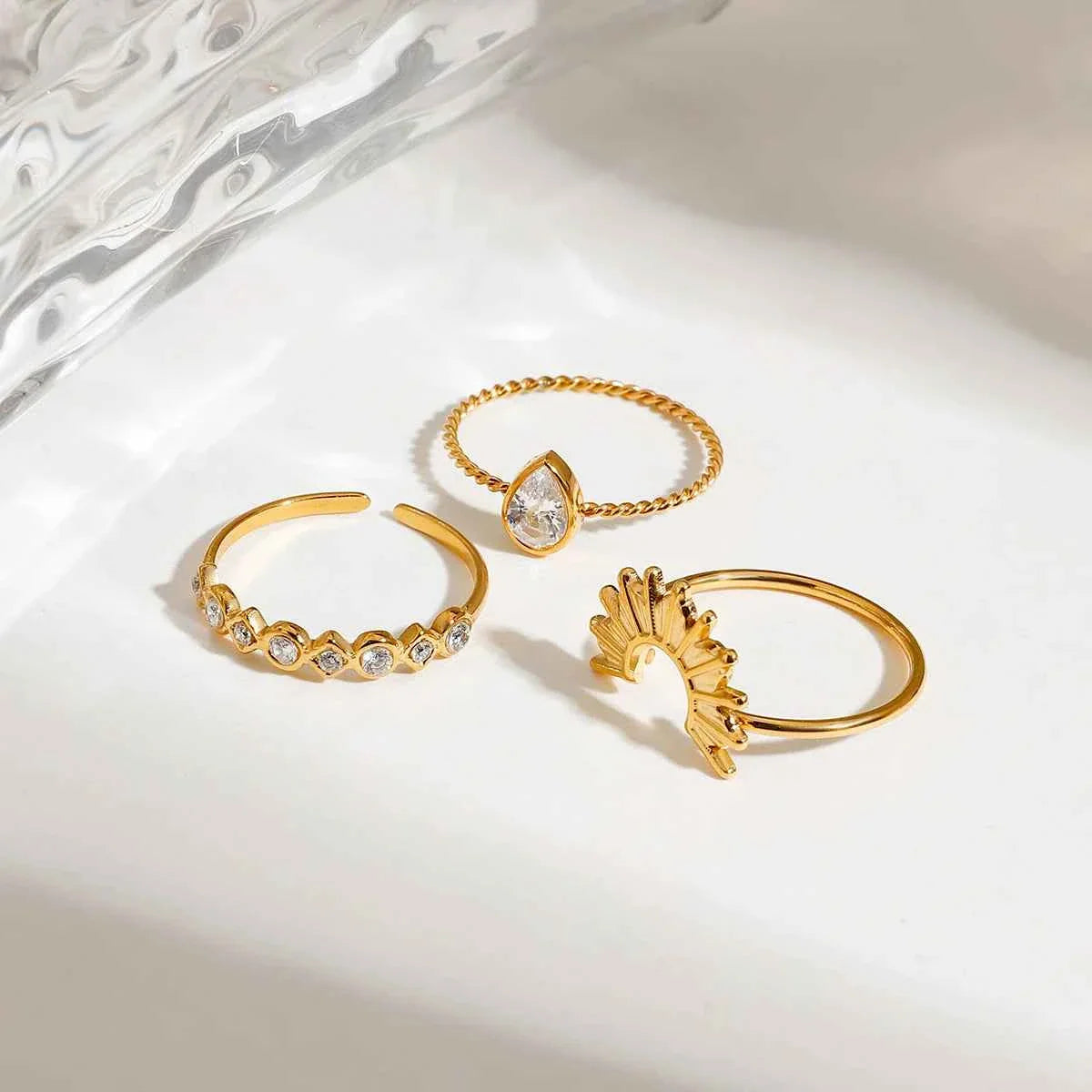 Stainless Steel 3pcs Ring Set