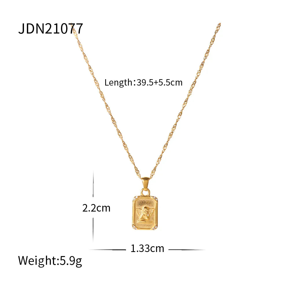 Stainless Steel Angel Pendant Necklace - JDN21077