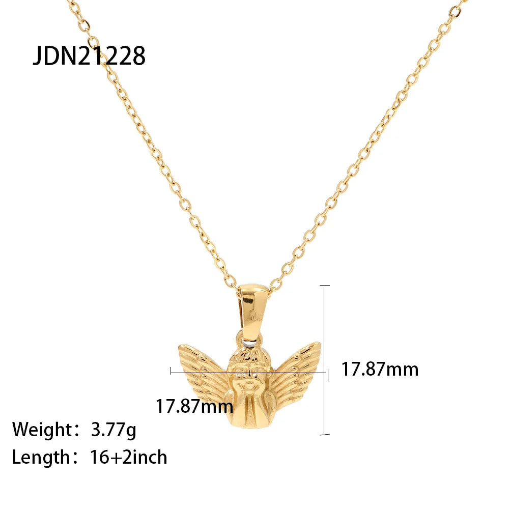 Stainless Steel Angel Pendant Necklace - JDN21228