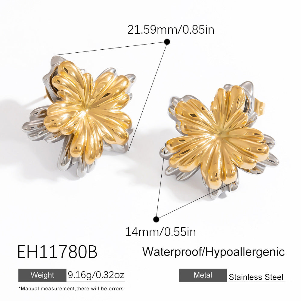 Stainless Steel Butterfly Two-color Three-color Ear Studs - EH11780B - electronic accessories