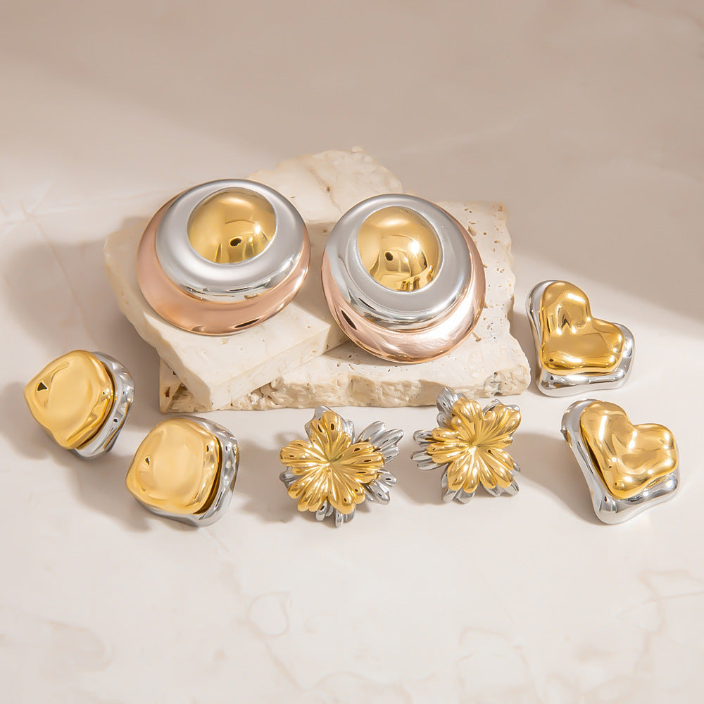 Stainless Steel Butterfly Two-color Three-color Ear Studs - electronic accessories