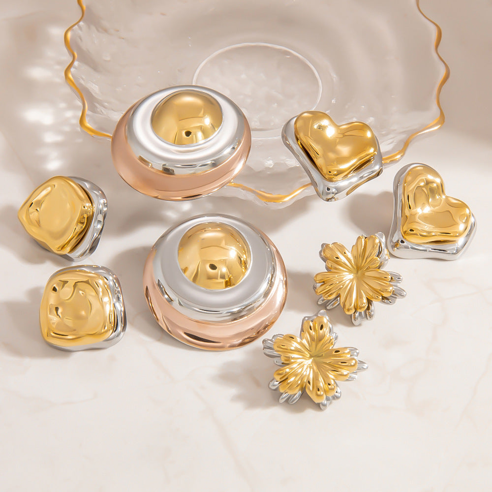 Stainless Steel Butterfly Two-color Three-color Ear Studs - electronic accessories