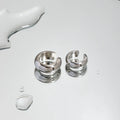 Stainless Steel Chunky Huggie Hoop Earrings - JDEW2305003-S