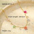 Stainless Steel Color Crystal Zircon Flower Necklace - NMSNE5551 / 18K - electronic accessories