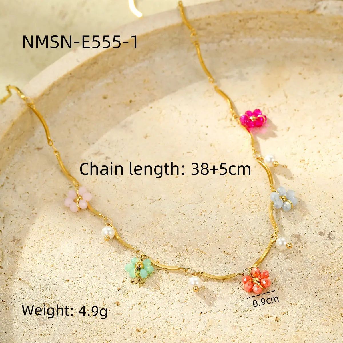 Stainless Steel Color Crystal Zircon Flower Necklace - NMSNE5551 / 18K - electronic accessories