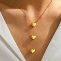 Stainless Steel Color-retaining Multi-heart Tassel Necklace - Gold - electronic accessories