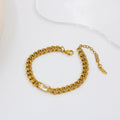 Stainless Steel Cuban Link Chain Zircon Stitching Necklace Vacuum 18K Electroplating - 7mm White Diamond Bracelet