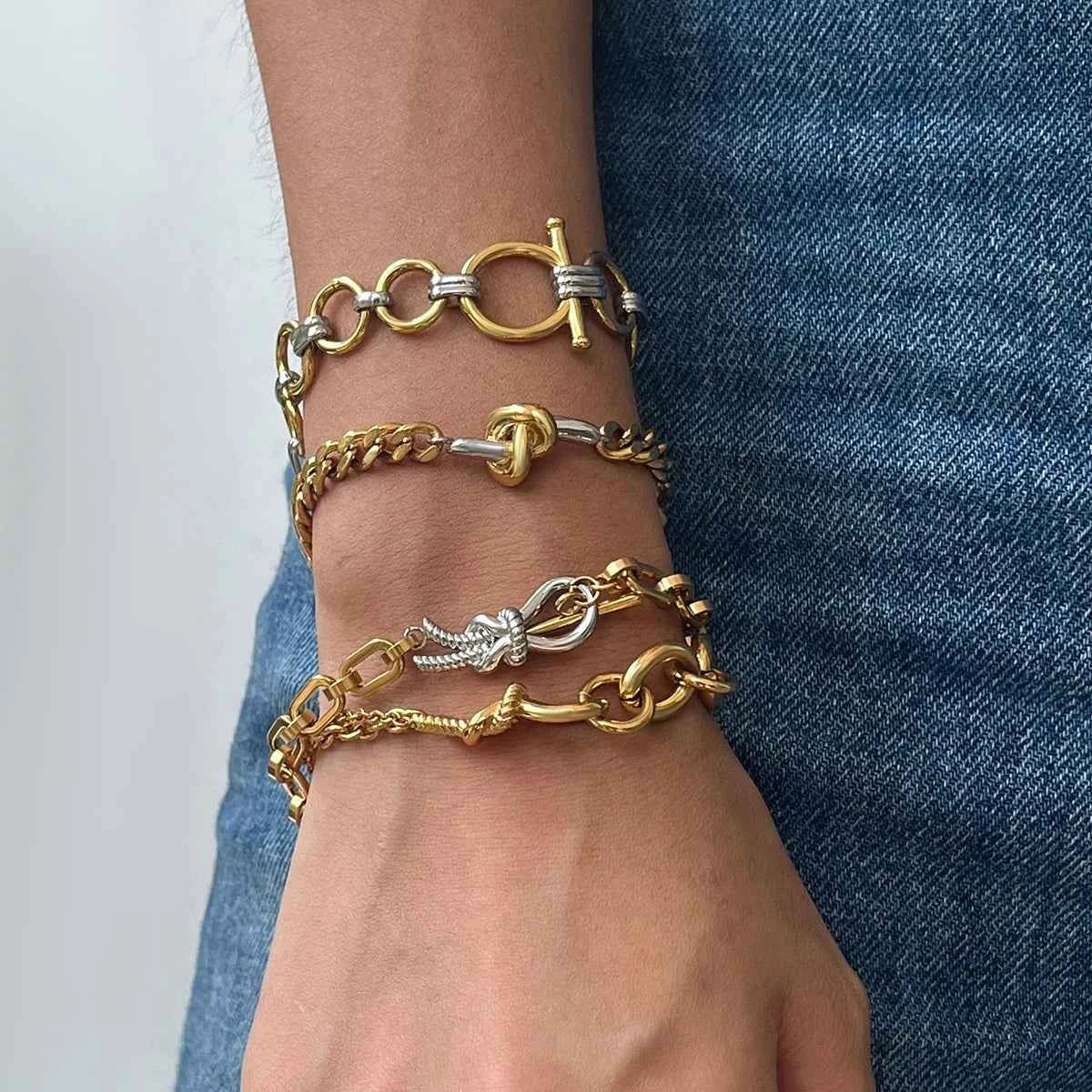 Stainless Steel Double Color Knot Bracelet