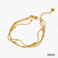 Stainless Steel Electroplated Small Golden Beads Multi-layer Twin Bracelet - K082 Style - electronic accessories