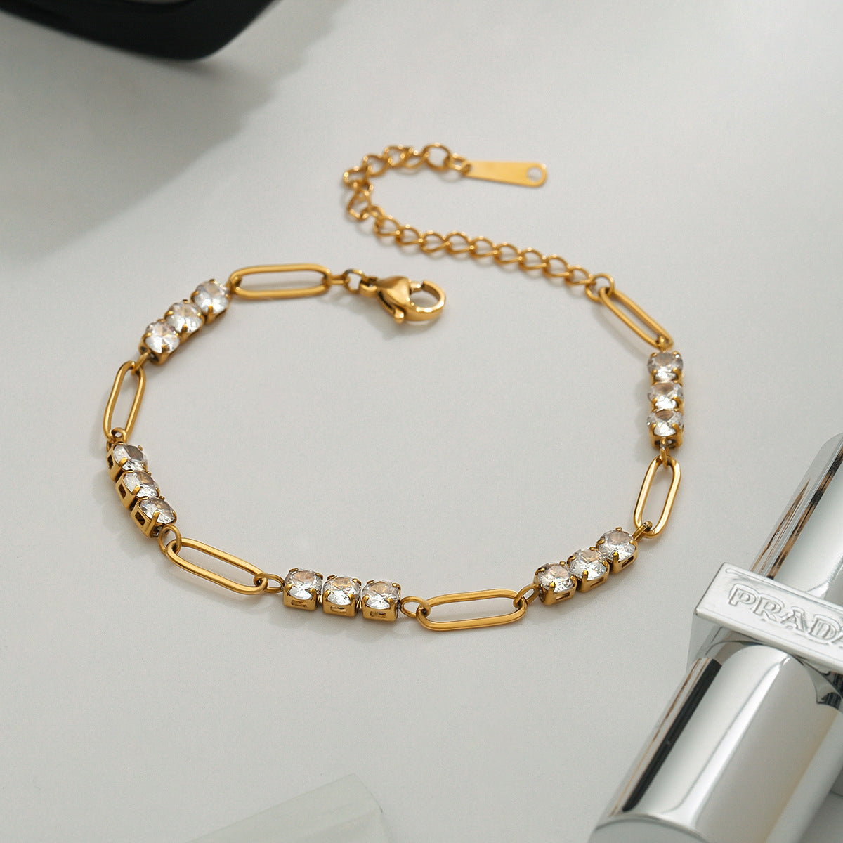 Stainless Steel Full Diamond Tennis Chain Women’s Bracelet - JDB0112065 - electronic accessories