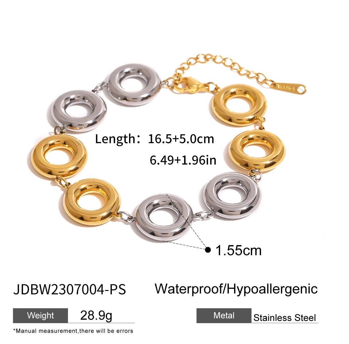 Stainless Steel Gold And Silver Contrast Color Ring Pendant Earrings - JDBW2307004PS - electronic accessories