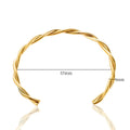 Stainless Steel Gold Color Thick Tube Open Bangle For Women