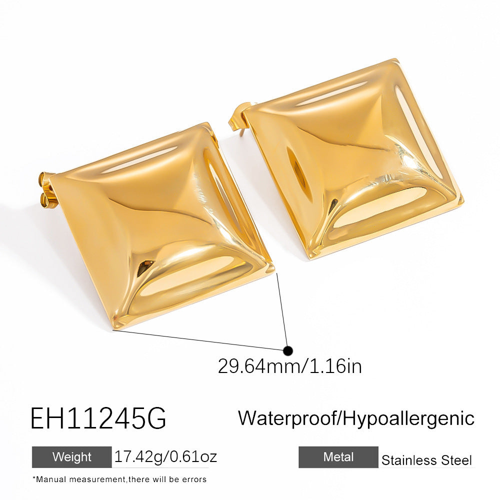 Stainless Steel High-grade Irregular Earrings - EH11245G / 18K Real Gold - electronic accessories