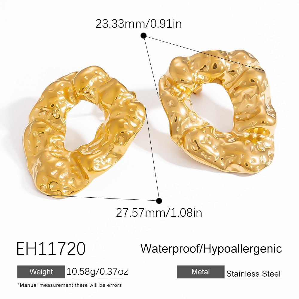 Stainless Steel High-grade Irregular Earrings - EH11720 / 18K Real Gold - electronic accessories