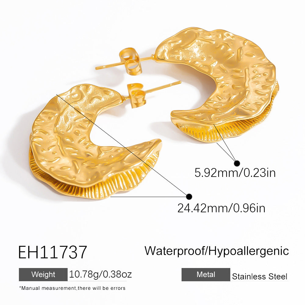 Stainless Steel High-grade Irregular Earrings - EH11737 / 18K Real Gold - electronic accessories