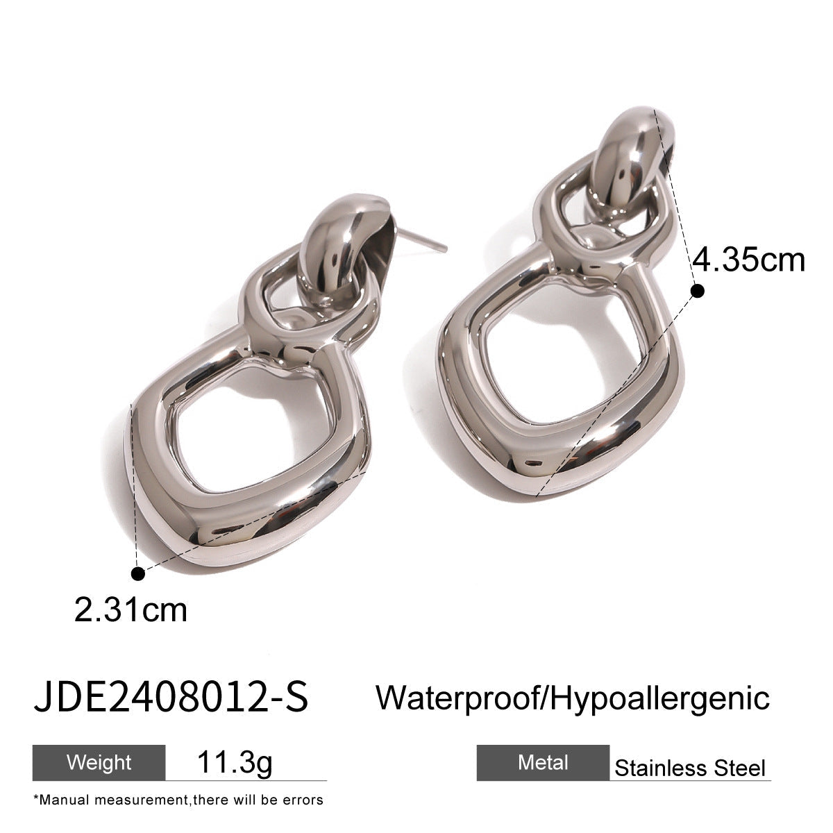 Stainless Steel Hollow Stud Earrings - JDE2408012S - electronic accessories
