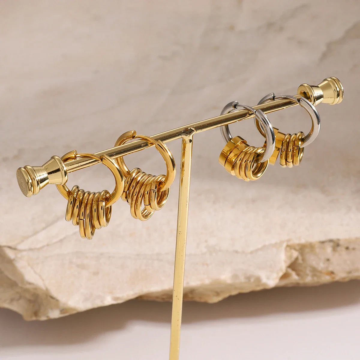 Stainless Steel Huggie Unusual Earrings