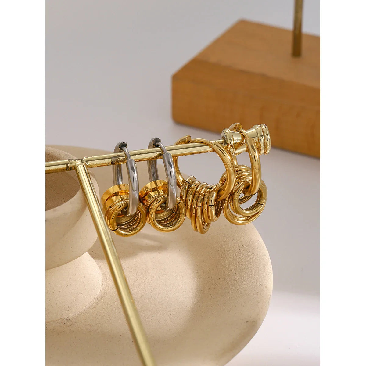 Stainless Steel Huggie Unusual Earrings