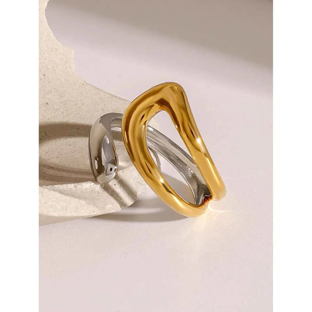 Stainless Steel Metal Waterproof Cross Asymmetric Open Ring