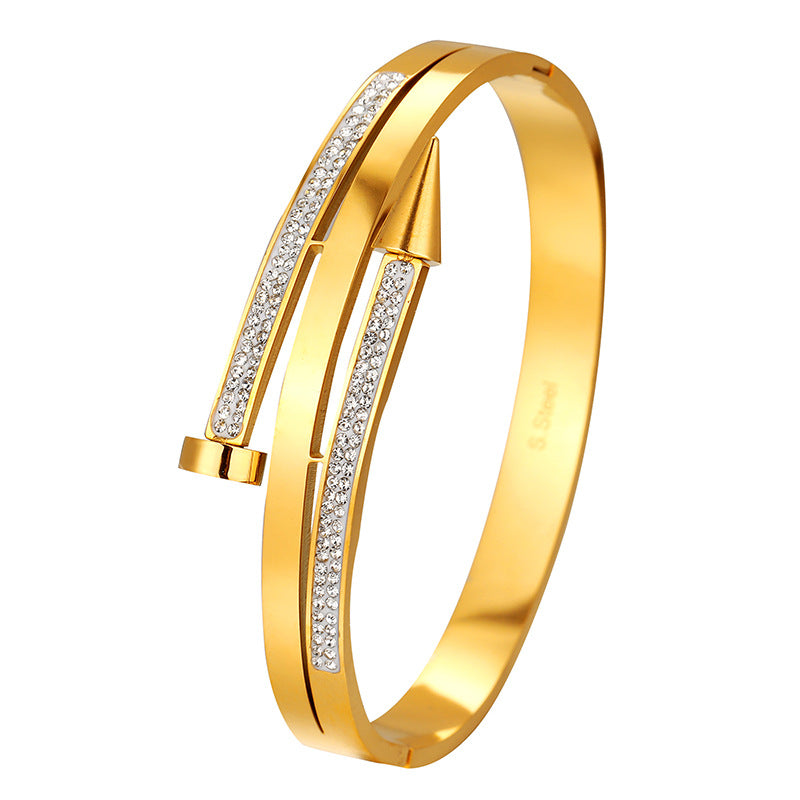 Stainless Steel Nail Rhinestone Bracelet - electronic accessories