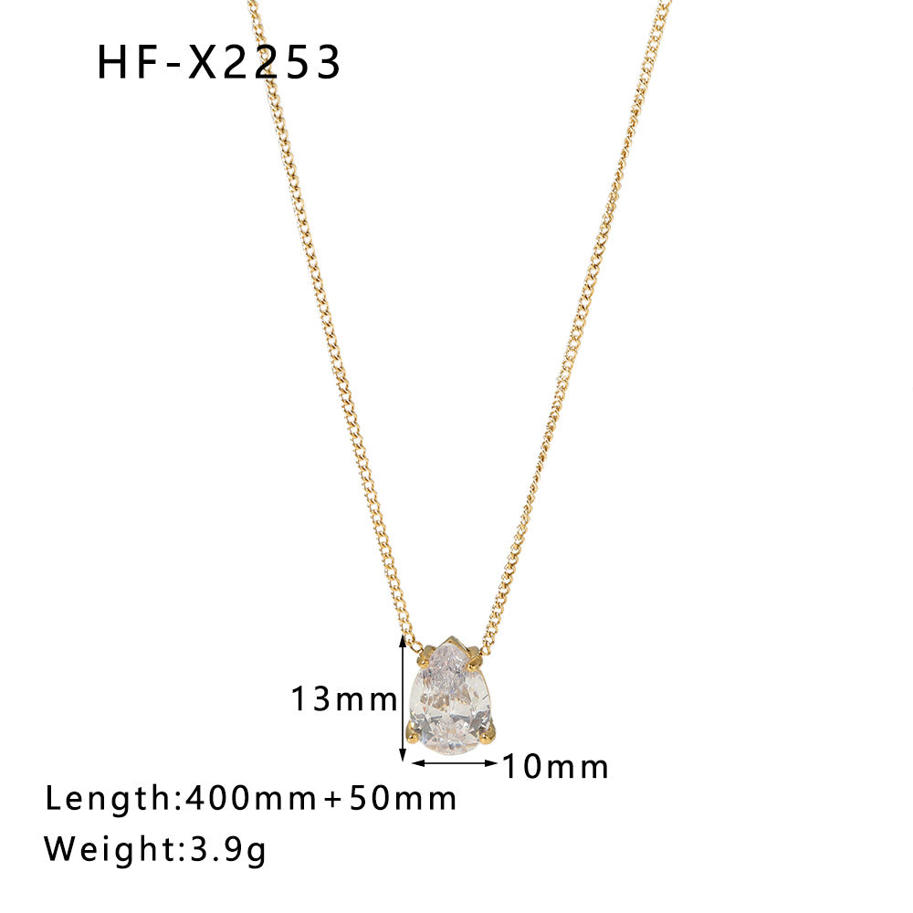 Stainless Steel Necklace 18K Gold Plating Drop-shaped - electronic accessories