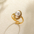Stainless Steel Pearl Hollow Geometry Open Ring - Style 3 - electronic accessories