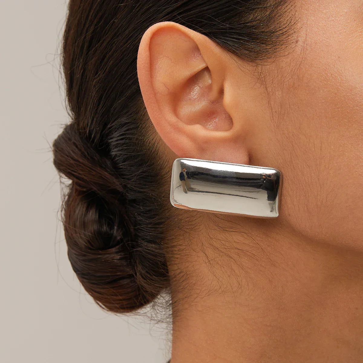 Stainless Steel Rectangular Glossy Earrings