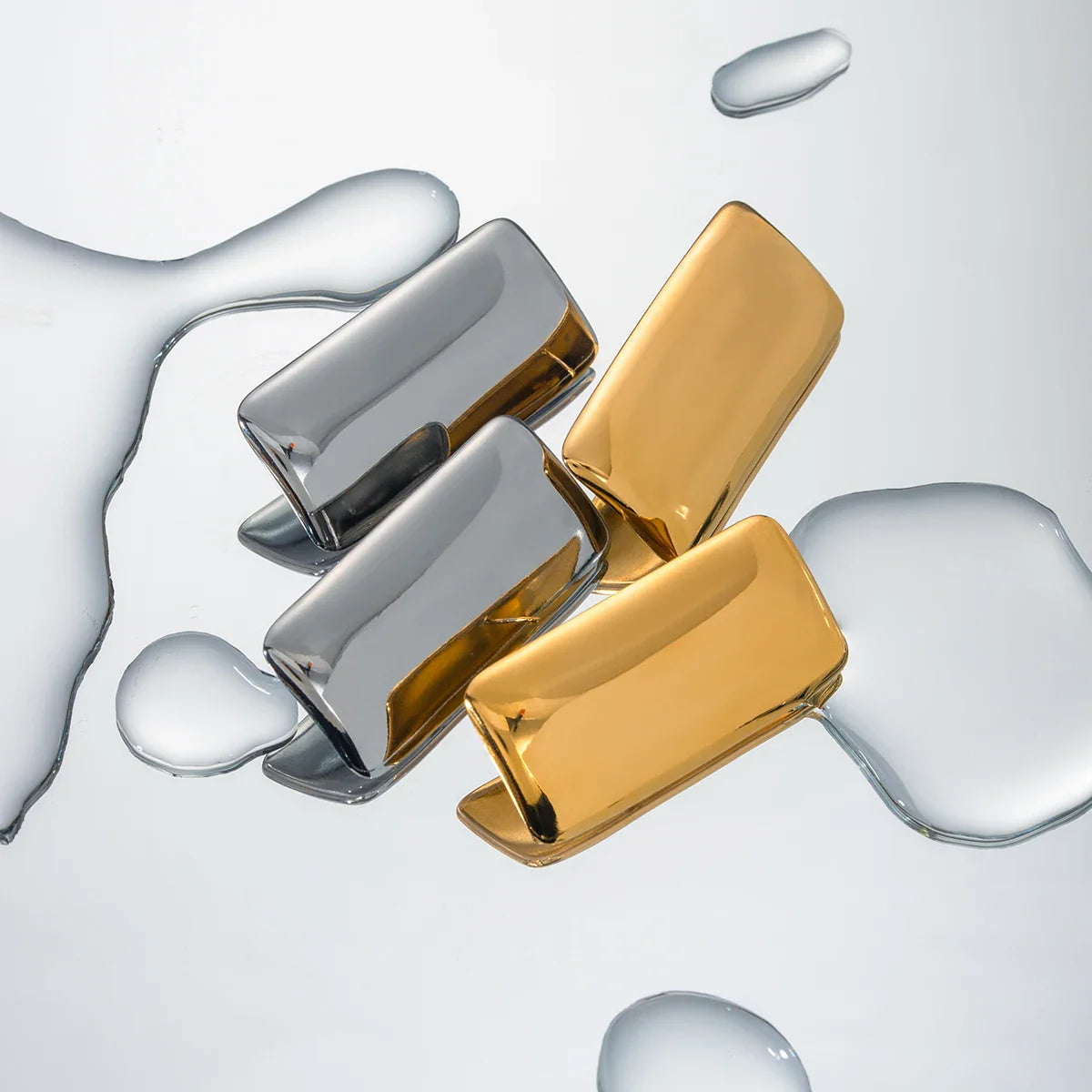 Stainless Steel Rectangular Glossy Earrings