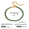 Stainless Steel Rectangular Green Zirconia Chain Bracelet - JDB0112060-GN-2