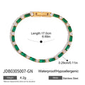 Stainless Steel Rectangular Green Zirconia Chain Bracelet - JDB0305007-GN