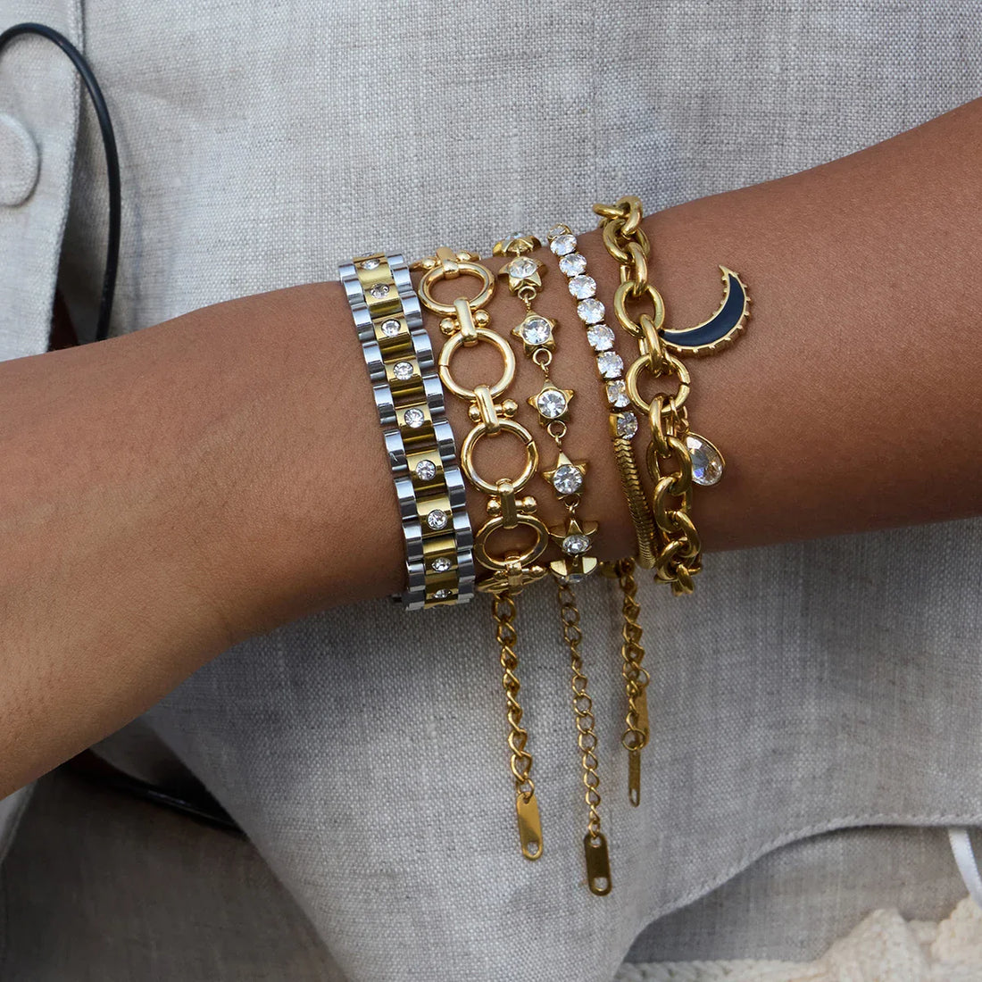 Stainless Steel Rhinestone Water Drop Pendant