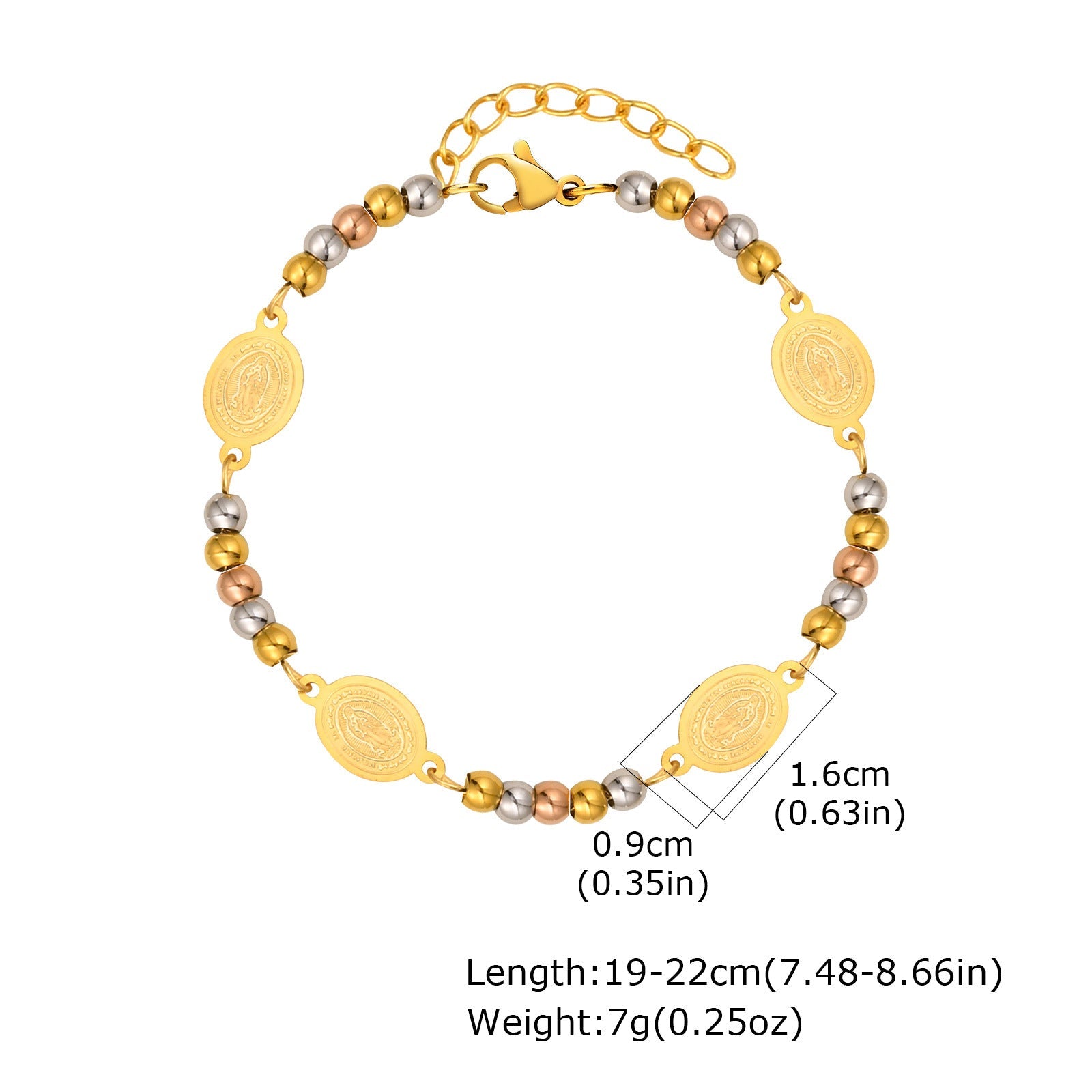 Stainless Steel Round Beads Virgin Gold Bracelet - BR2418G01 - electronic accessories