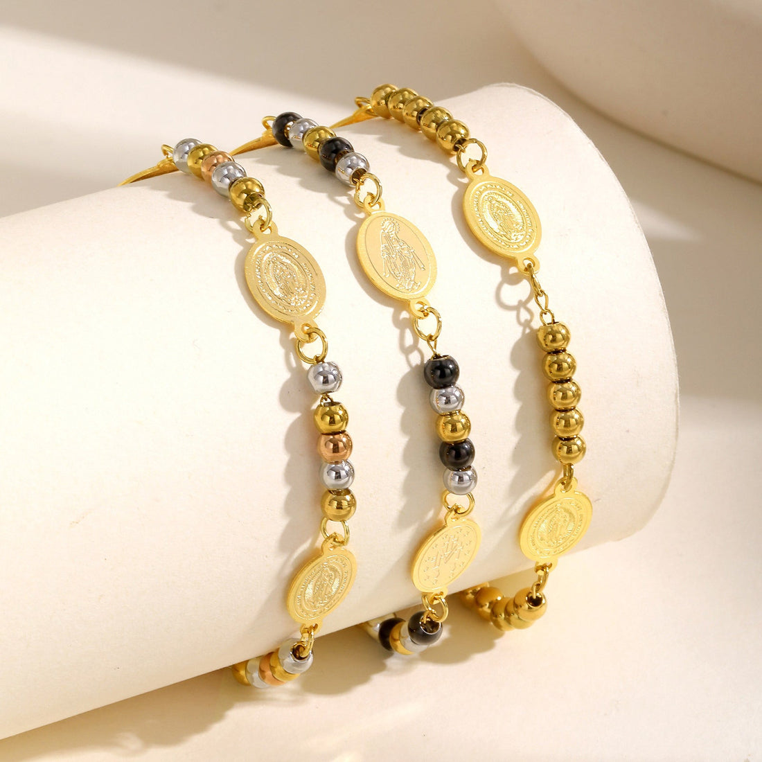 Stainless Steel Round Beads Virgin Gold Bracelet - electronic accessories