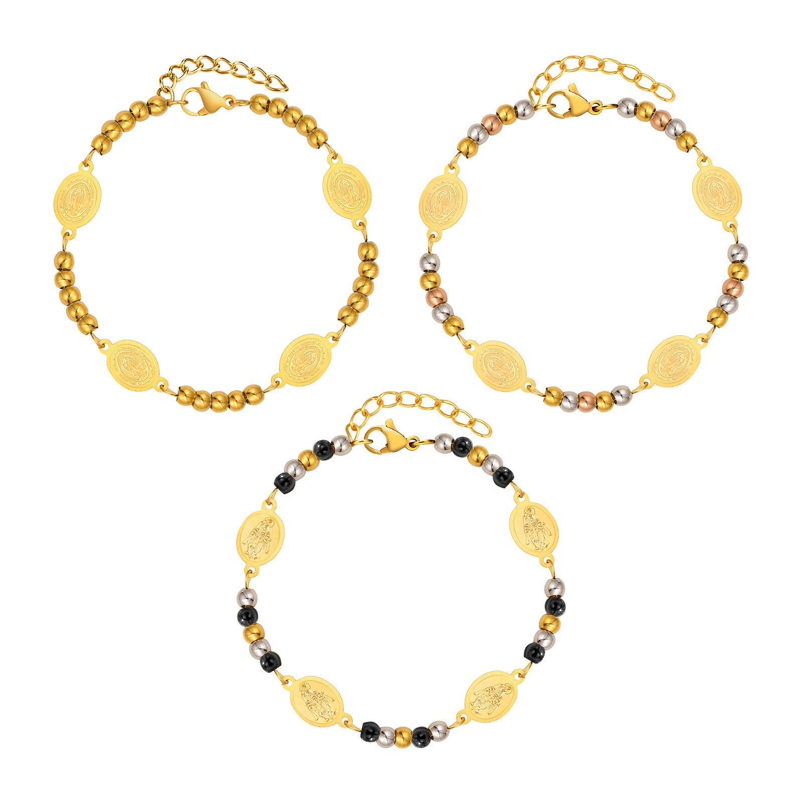 Stainless Steel Round Beads Virgin Gold Bracelet - electronic accessories