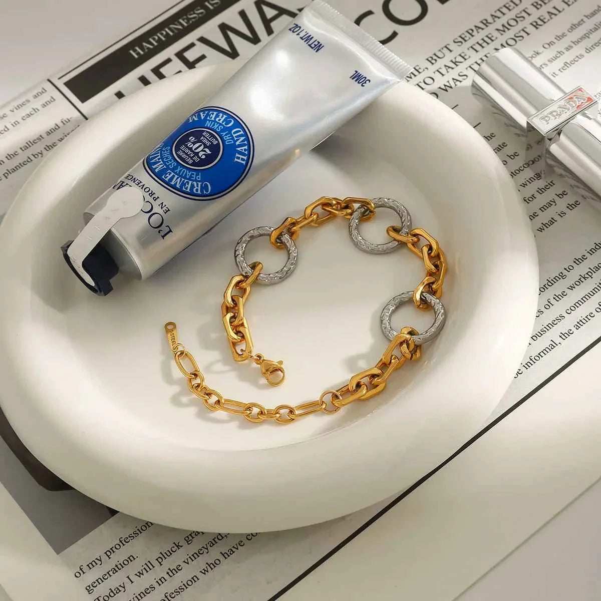 Stainless Steel Splicing Cross Buckle Bracelet