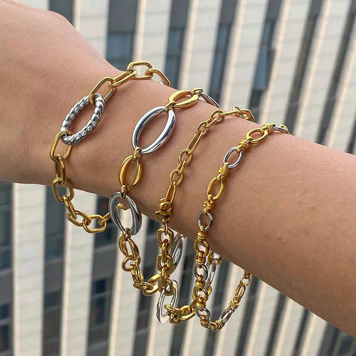 Stainless Steel Splicing Cross Buckle Bracelet