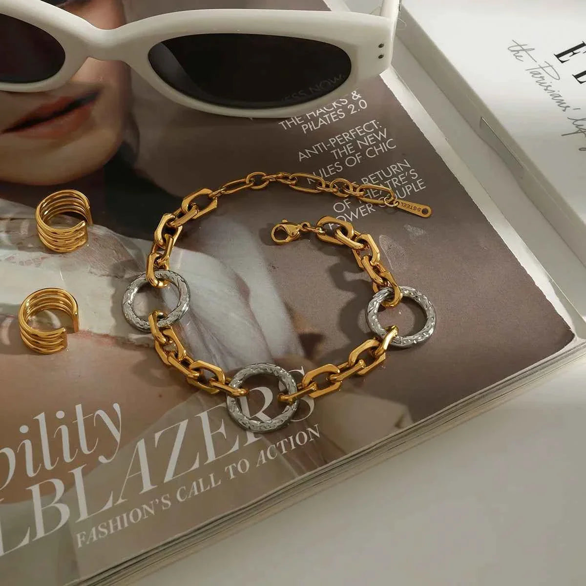 Stainless Steel Splicing Cross Buckle Bracelet