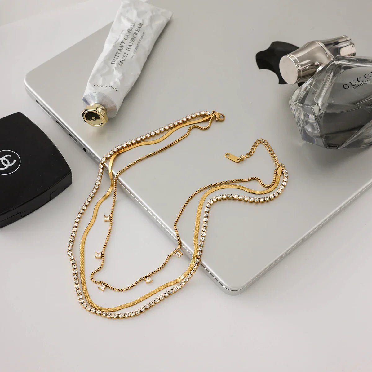 Stainless Steel Square White Zircon Pendant Necklace - JDN0306016