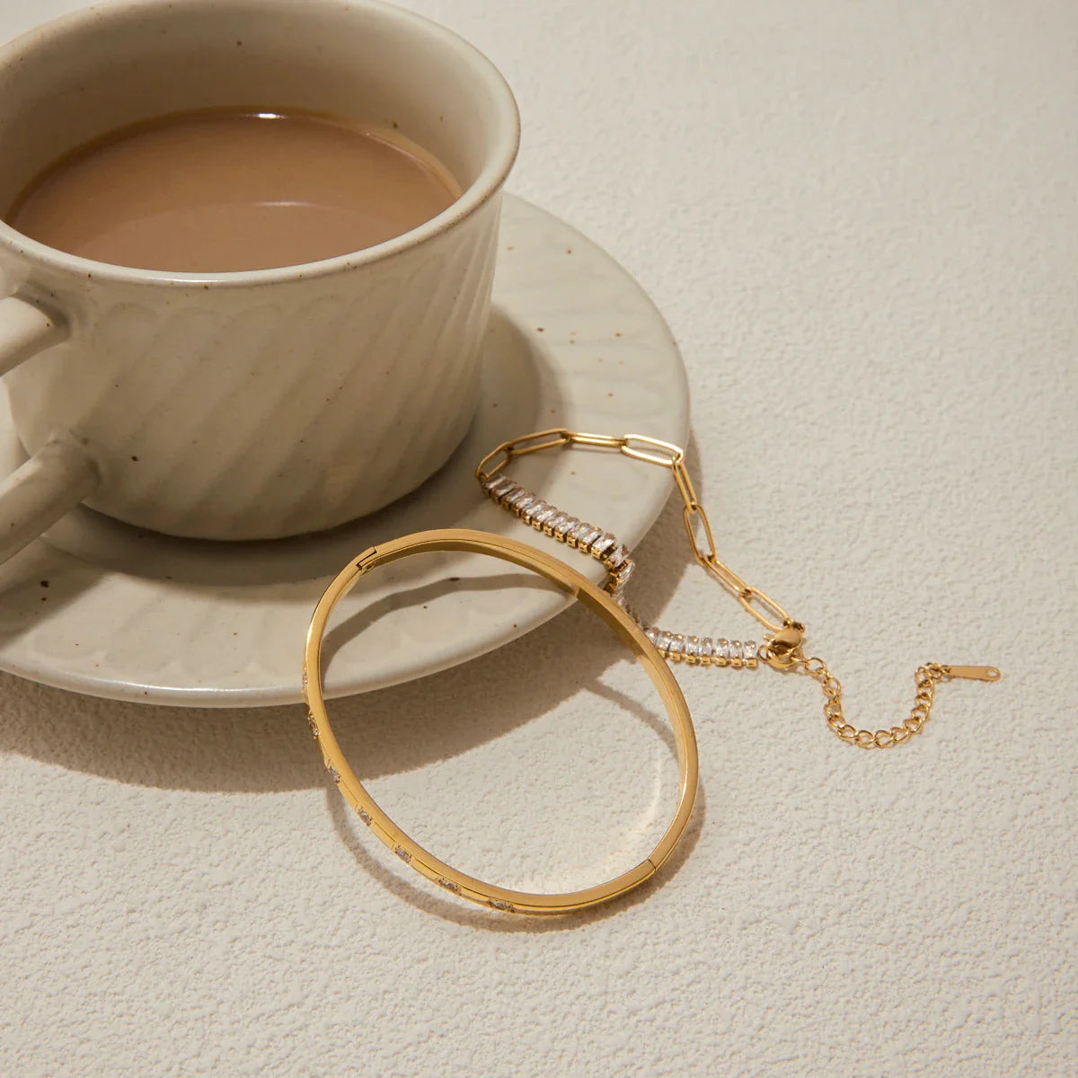 Stainless Steel Square Zircon Paper Clip Chain Tennis Bracelet