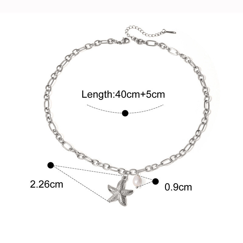 Stainless Steel Starfish Shell Necklace - Color - electronic accessories