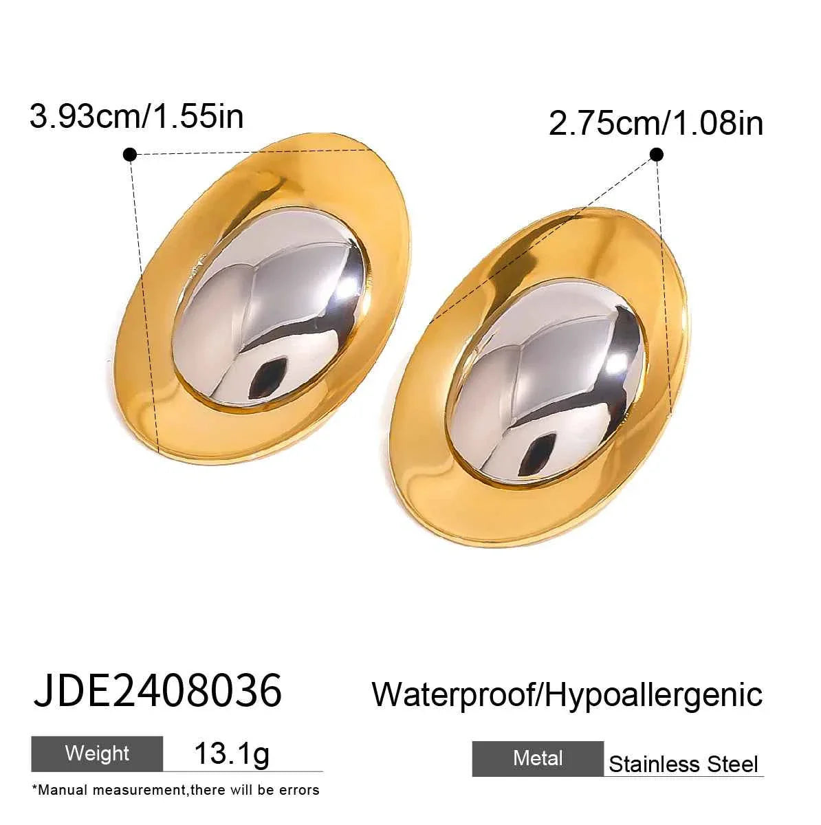 Stainless Steel Statement Silver Color Gold Color Stud Earrings