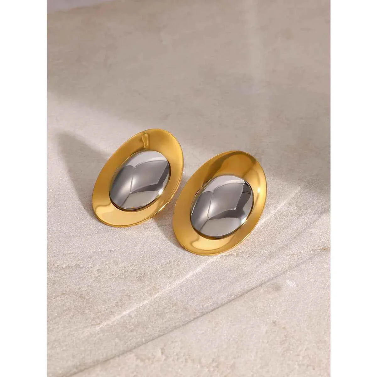 Stainless Steel Statement Silver Color Gold Color Stud Earrings