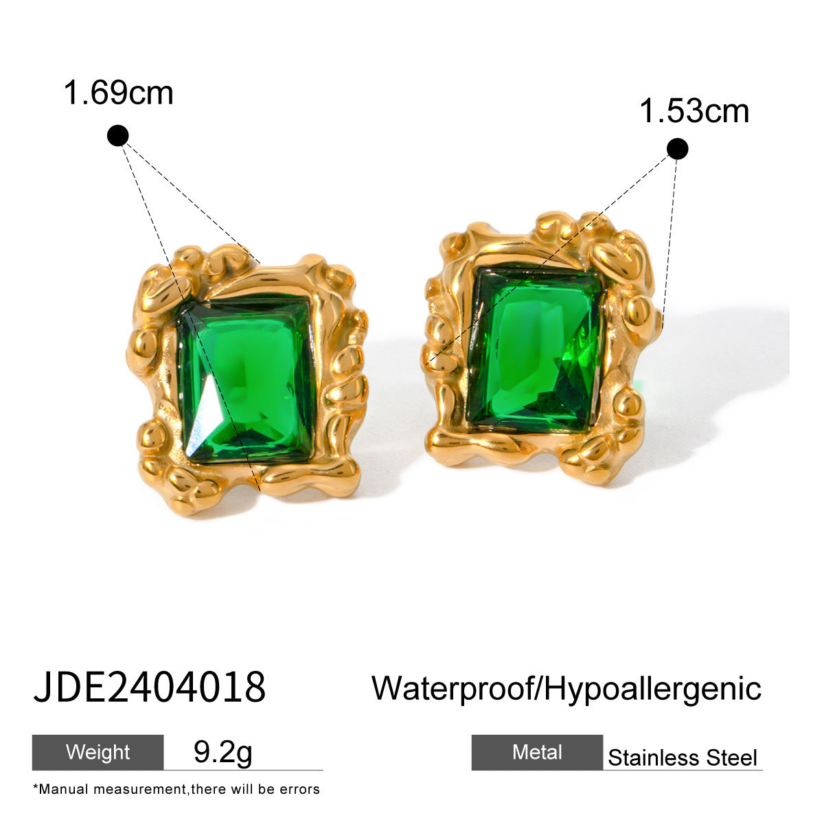 Stainless Steel Studs Ornament Green Agate - JDE2404018 - electronic accessories