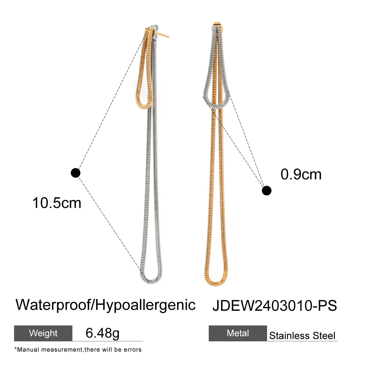 Stainless Steel Tassel Snake Chain Earrings - JDEW2403010-PS