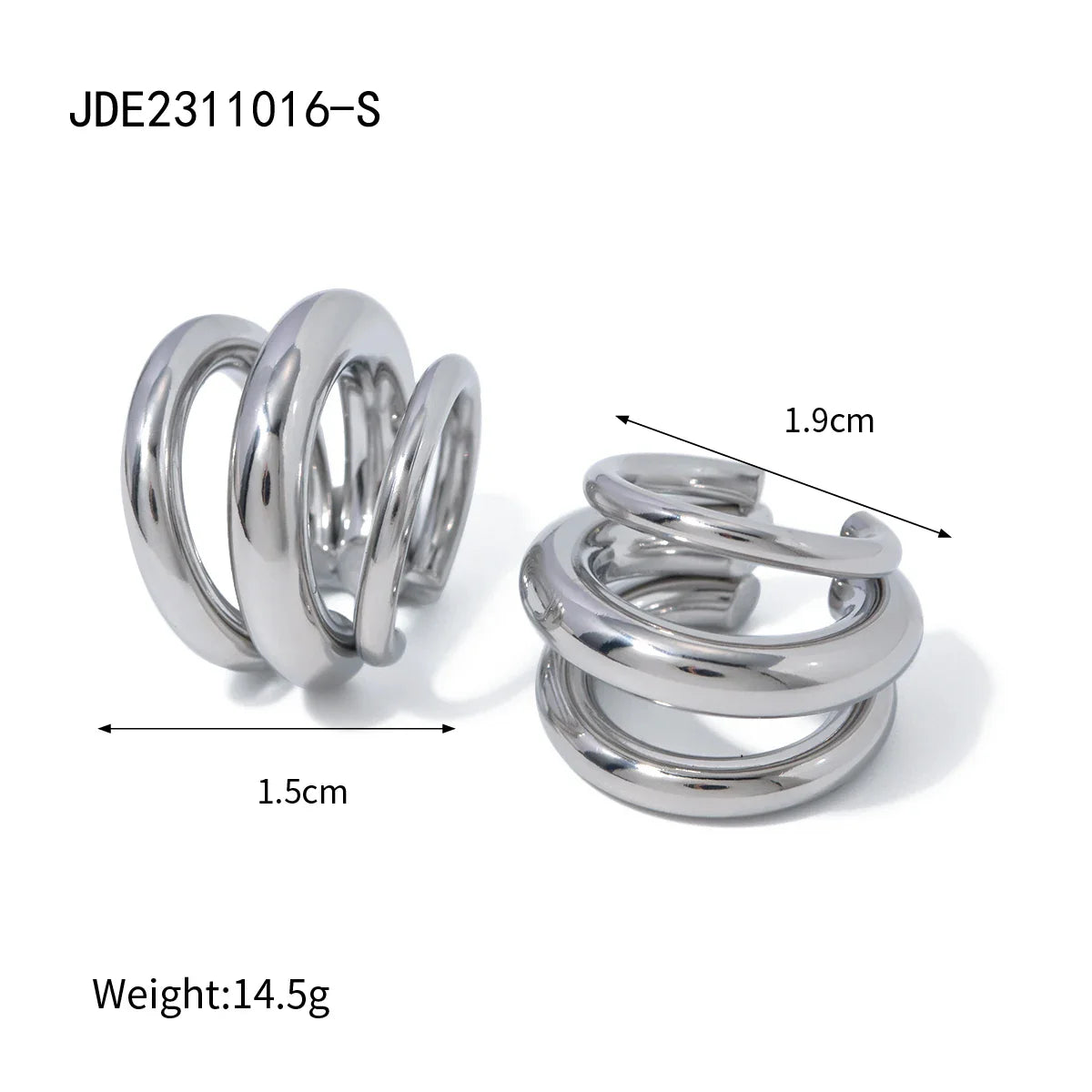 Stainless Steel Three-layer Ear Clip - JDE2311016-S